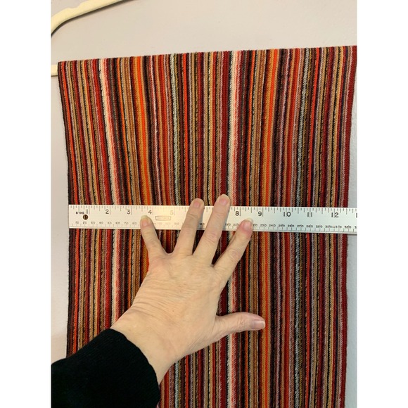 Coldwater Creek Striped Acrylic Scarf Women's Red Orange Tan Fringe Warm Cozy - Picture 7 of 8